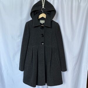 Kimi and Kai Women's Maternity Gray Wool Blend Coat Removable Hood Size S EUC